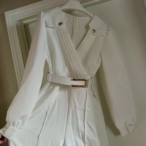 White Belted Jumpsuit